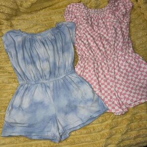 Kids Checkered and Tie-Dye Romper Set shorts summer old navy size 10/12